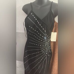 Iris Black  Dress with Rhinestone Design